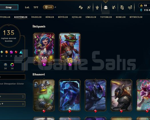 Platin 4 | 135 Kostümlü LoL Hesabı | Takdir 5 | TR