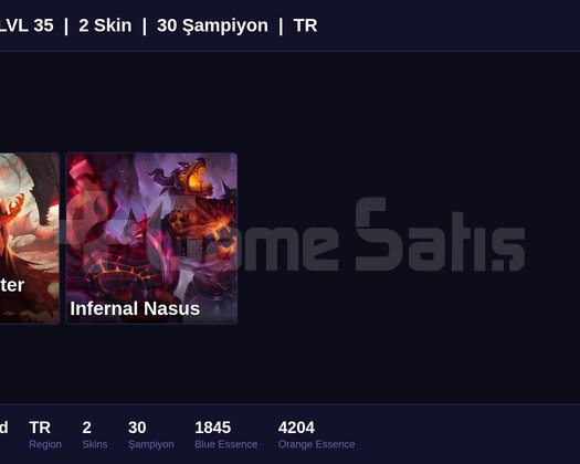 TR / 35 LVL + 2 SKİN + UNRANKED !!