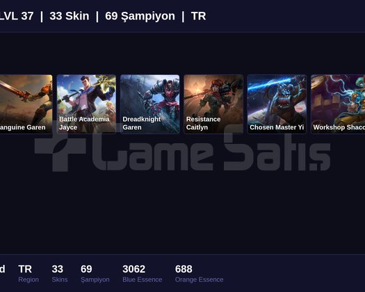 TR / 37 LVL + 33 SKİN + UNRANKED !!