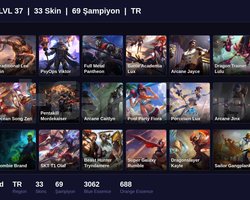TR / 37 LVL + 33 SKİN + UNRANKED !!