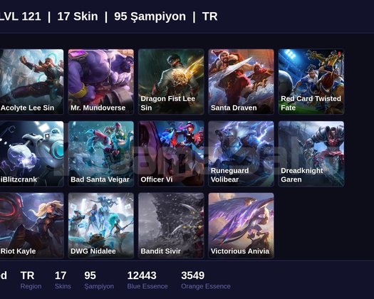 TR / 121 LVL + 17 SKİN + UNRANKED !!