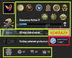 TEK FİYAT ! FACEİT ! 12 MADALYA 668 WİN 3692 SAAT