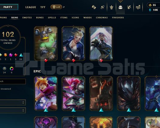 LOL TR PLAT 102 KOSTUM 230 LEVEL HESAP