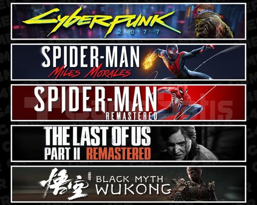 Cyberpunk +Miles +Spider 1 +TLOU2 +Wukong