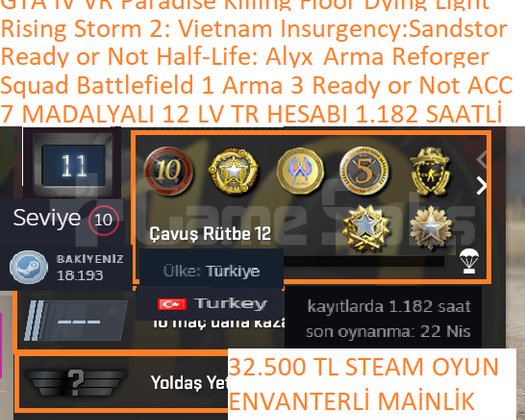 TR HESABI SQUAD BF 1 GTA IV ETS 2 ARMA 3 Ready or