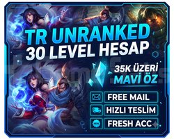 TR 30LVL UNRANKED FRESH ACC, FREE MAIL, HIZLI TSLM