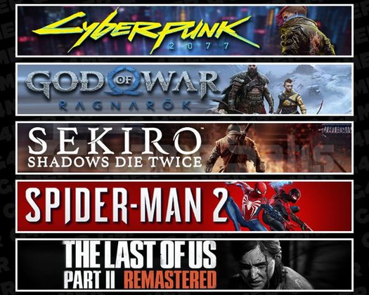 Cyberpunk +Ragnarök +Sekiro +Spider 2 +TLOU2