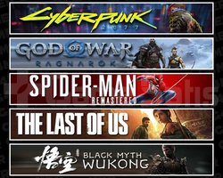 Cyberpunk +Ragnarök +Spider 1 +TLOU1 +Wukong