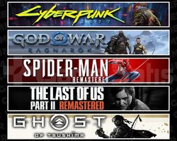 Cyberpunk +Ragnarök +Spider 1 +TLOU2 +Tsushima