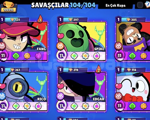 106.000 KUPA - FULL MAX BRAWL STARS HESABI