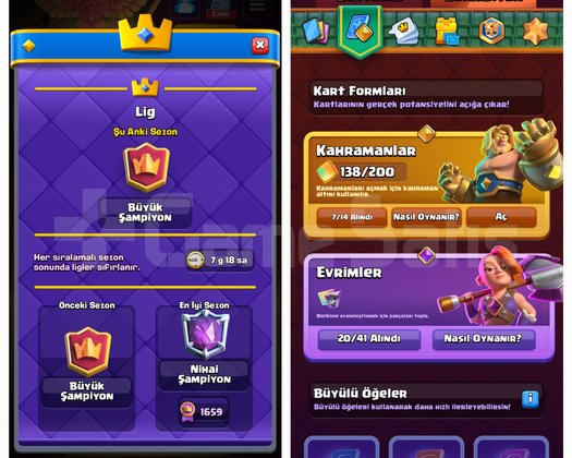 1767 Lvl,20 Evrim ,7 kahraman, isim değiştirme hak