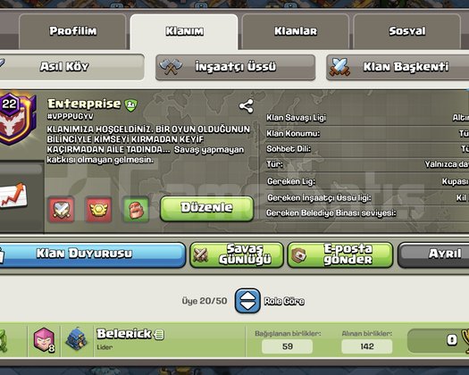22 SEVİYE BAŞKENTİ MAKS KLAN SATILIK