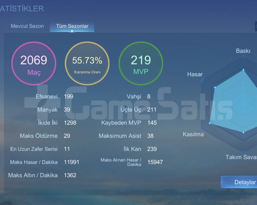 Mobile Legends 163 Skin | 104 Hero | İlk Sahib