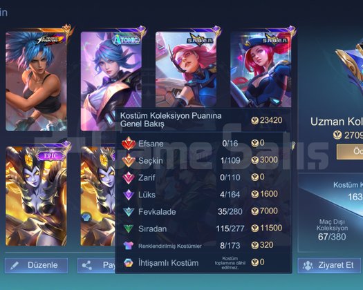 Mobile Legends 163 Skin | 104 Hero | İlk Sahib