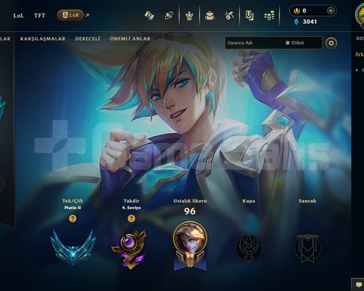 EUW Platin 2 LOL Hesabı 49 Şampiyon 9 Kostüm