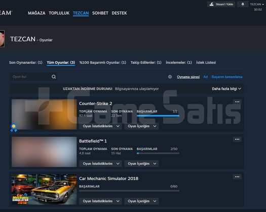 SATILIK STEAM HESABI PAZARLIK YAPILIR