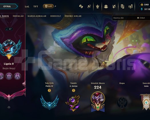 TR Plat4 başlangıç 30 lp gain tırmanışa hazr smurf