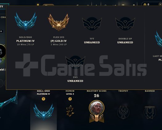 TR / 34 LVL + PLAT 4 + FLEX GOLD 4 + MAİL !!