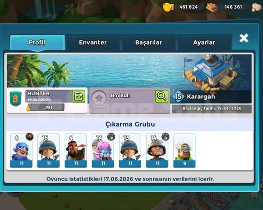BOOM HESAP 35 SEVİYE 15 LEVEL KARARGAH 558 TAŞ