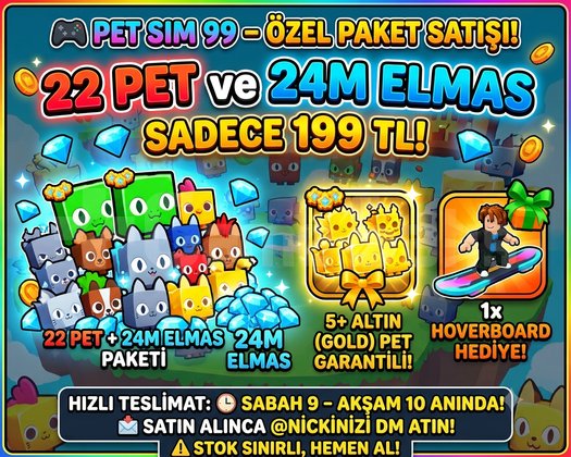 PET SIM 99 22 PET + 24M GEM + HOVERBOARD