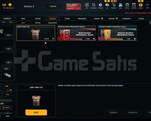 Sınırsızlı 34K Materyalli 58 Seviye Zula Hesabı