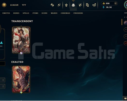 Ahri ve Sett kostümlü zümrüt 3 hesap