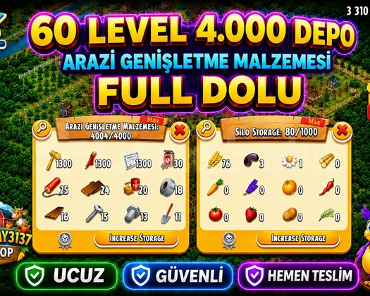 60 LEVEL 4000 DEPO FULL ARAZİ DOLU HESAP