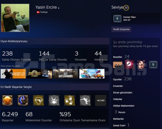 238 OYUNLU BANSIZ STEAM HESABI