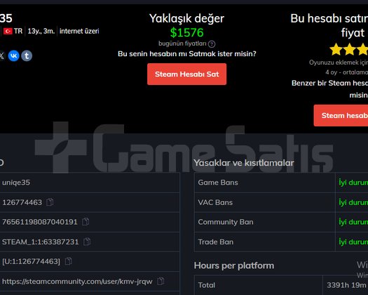 61 SEVİYE VACSIZ KİŞİSEL HESAP SATILIK ACİL