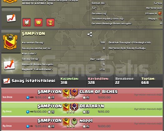 19 LVL ŞAMPİYON İSİMLİ ŞAMPİYON 3 LİGLİ KLAN