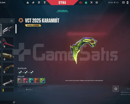 VCT 2025 KARAMBİT 5 ÖZEL VANDAL 140 LVL