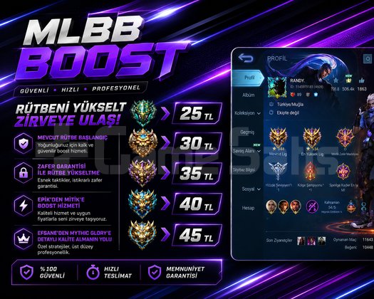 MLBB BOOST oran veya 400 yıldıza kadar boost