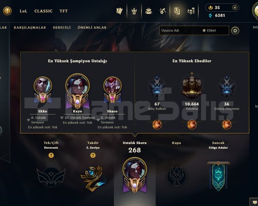 145 LVL 95 SKİN 104 ŞAMPİYON MAİL DEĞİŞEN