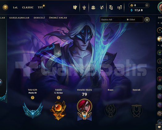 LOL EU WEST 36 LEVEL PLAT 3 87LP YÜKSEK WİNRATE