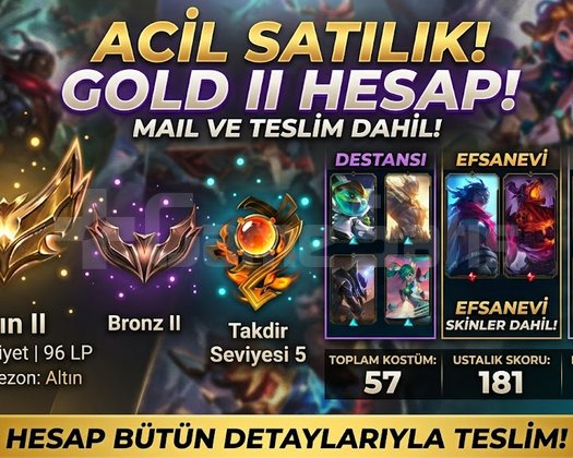 ACİL!  True Damage Ekkolu 57 Skinli Gold  2 Hesap