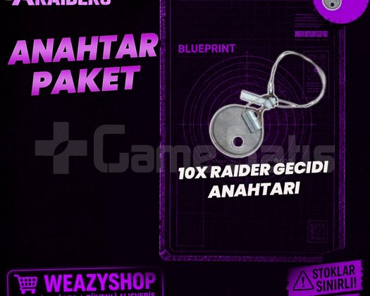 10X RAIDER GECIDI ANAHTARI hatch key/raıder key