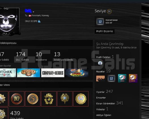 247 OYUN / 174 DLC / 12 YILLIK STEAM HESABI