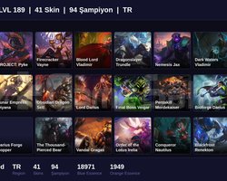 TR / 189 LVL + 41 SKİN + UNRANKED !!