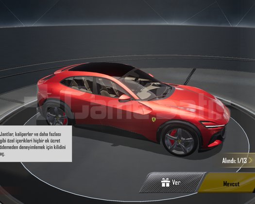 PUBG FERRARİ ARABA KARTI