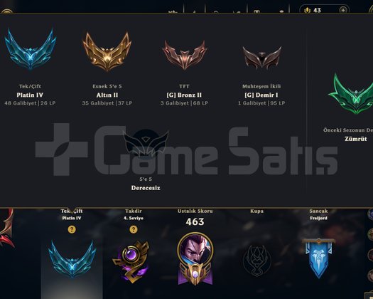 Lol 177 Skinli 245 Lvl Plat Hesap