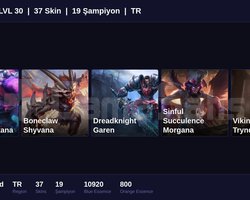 TR / 30 LVL + 5 SKİN + UNRANKED !!