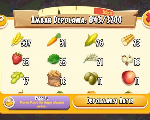 Hayday 13500 ağıllı boş depo hesap KELEPİR!!!