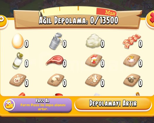 Hayday 13500 ağıllı boş depo hesap KELEPİR!!!