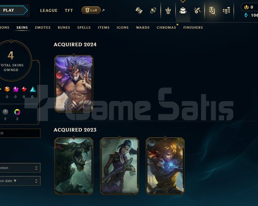 EUW Unranked | 4 Kostüm - 61 Hero | LoL Hesap
