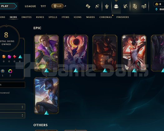 EUW Unranked | 8 Kostüm - 59 Hero | LoL Hesap