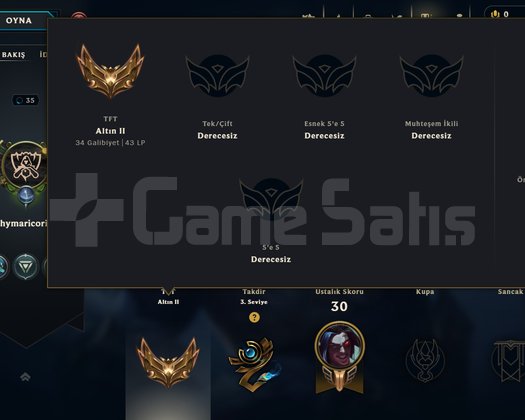 sadece tft oynanılmış unranked hesap 30 kostümlü