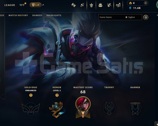 EUW Unranked | 1 Kostüm - 11K Mö | Dereceli Hazır