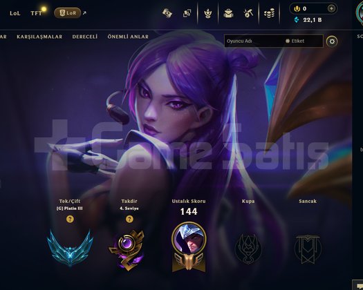 TR Plat 3 | 5 Kostüm - 22K Mö | LoL Hesap
