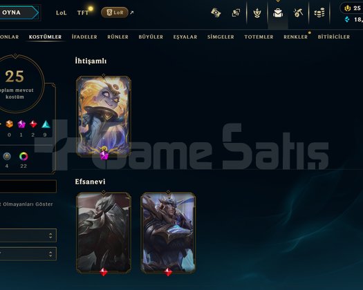 TR Zümrüt 2 | 25 Kostüm - 56 Hero | LoL Hesap