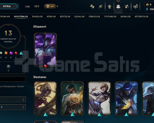 TR Plat 4 | 13 Kostüm - 76 Hero | LoL Hesap